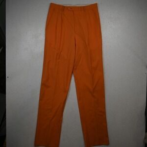 NEW Gionfriddo 32x38 Orange 100% Wool Pleated Italy Made Baggy High Waist Pants